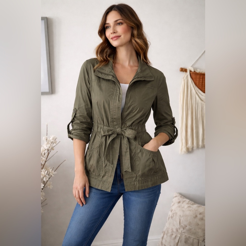 Green cotton cargo jacket